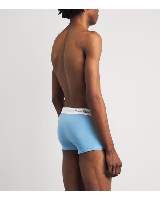 Calvin Klein Blue Cotton Stretch Icon Trunks for men