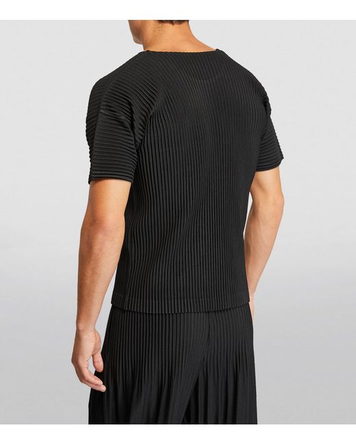 Homme Plissé Issey Miyake Black Pleated T-Shirt for men