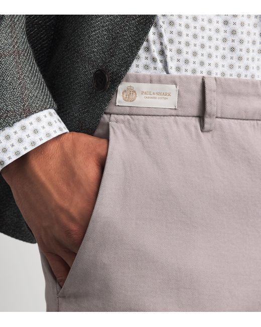 Paul & Shark Gray Cotton-Cashmere Straight Chinos for men