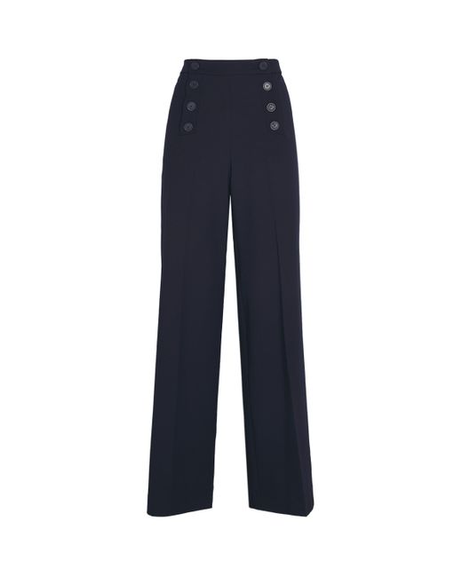 Claudie Pierlot Blue Button-Front Straight Trousers
