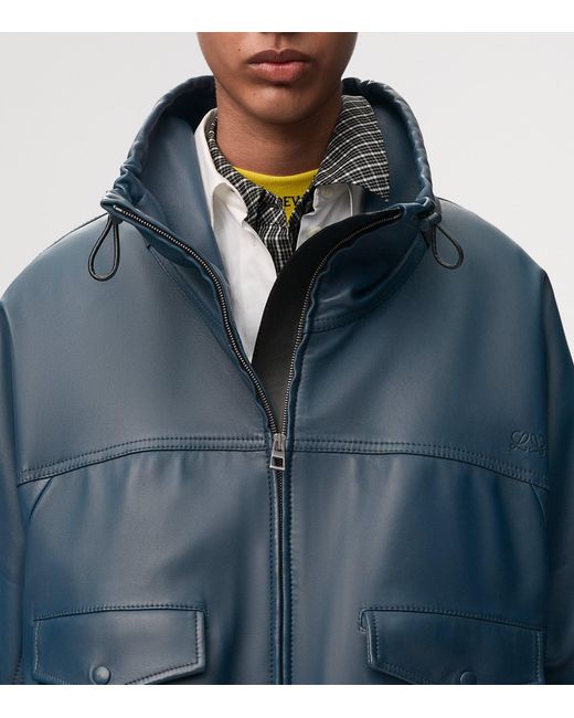 Loewe Blue Lambskin Bomber Jacket