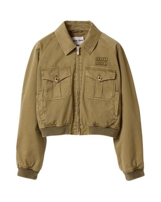 Miu Miu Brown Cotton Bomber Jacket