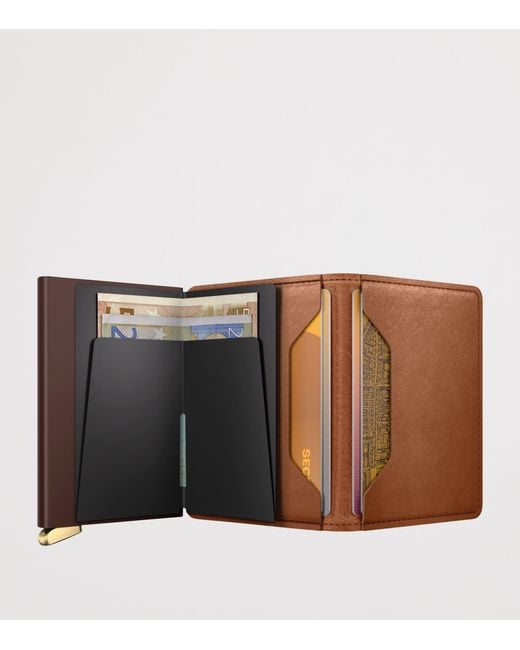 Secrid Brown Embossed Leather Slimwallet for men