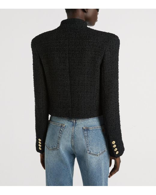 Balmain Black Tweed Officer Jacket