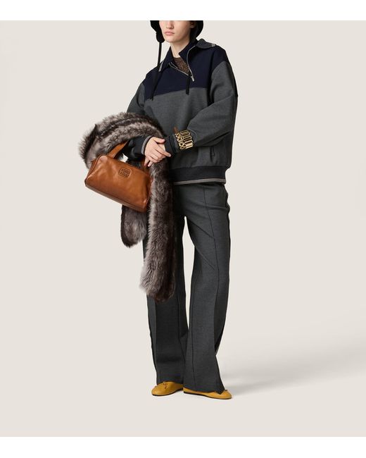 Miu Miu Blue Asymmetric-Zip Polo Sweatshirt