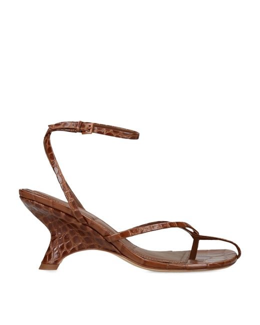 Jonathan Simkhai Brown Croc-Embossed Leather Kelsey Heeled Sandals 75