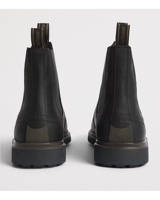 Barbour Black Leather Hale Chelsea Boots for men