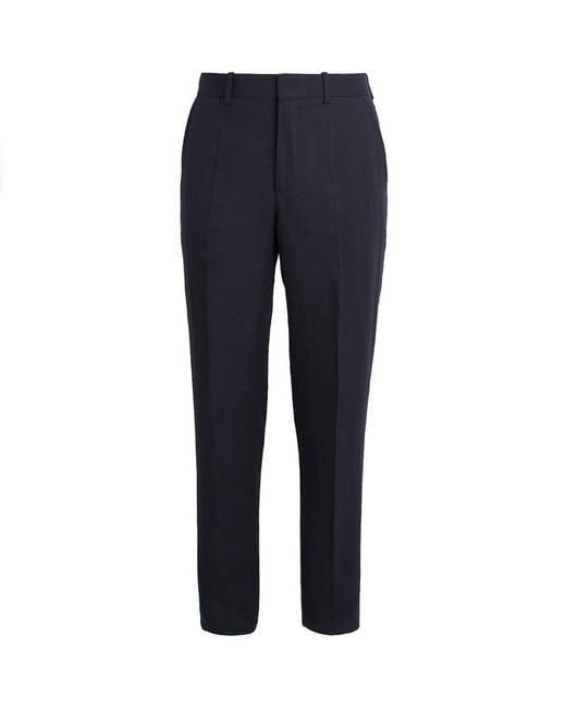 Agnona Blue Linen Straight Trousers for men