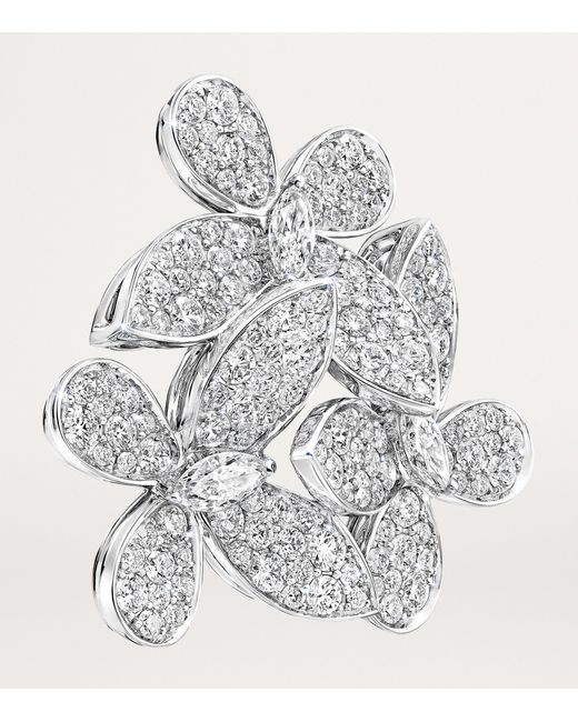 Graff White And Diamond Triple Butterfly Clip-On Earrings