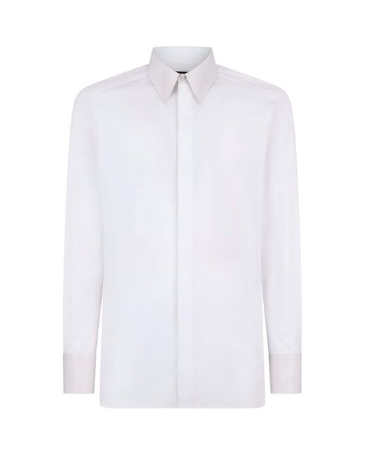 Tom Ford White Cotton Grosgrain-Collar Shirt for men