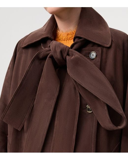 Loewe Brown Suede Bow-Detail Jacket