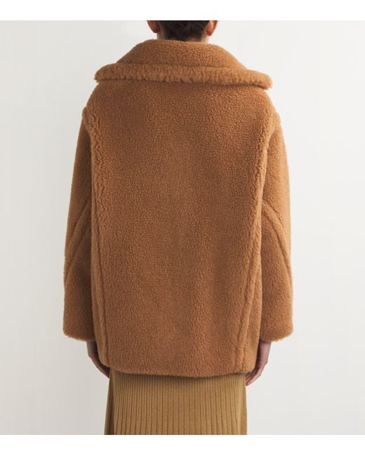 Max Mara Brown Alpaca-Blend Short Teddy Coat