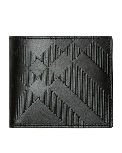 Burberry Black Embossed Check Coin Wallet for men