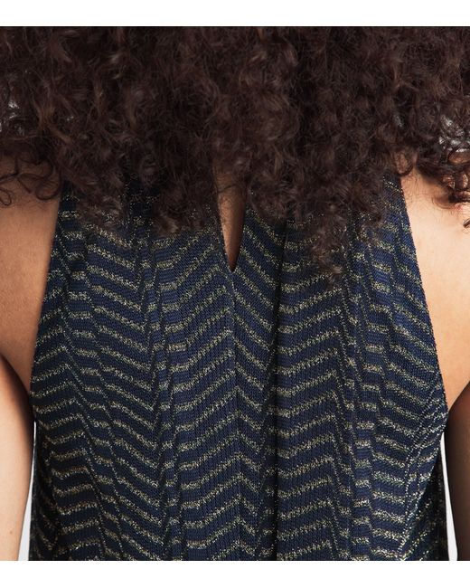 Missoni Blue Chevron High-Neck Mini Dress