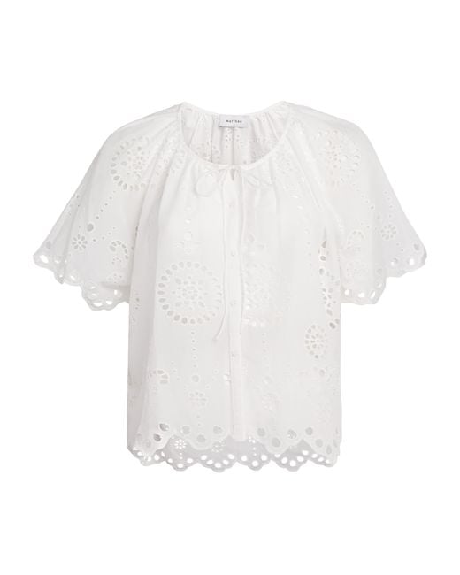 Matteau White Cotton Broderie Anglaise Blouse