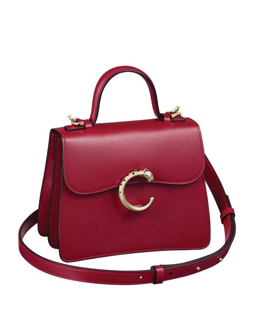 Cartier Red Leather Mini Panthère De Top-handle Bag
