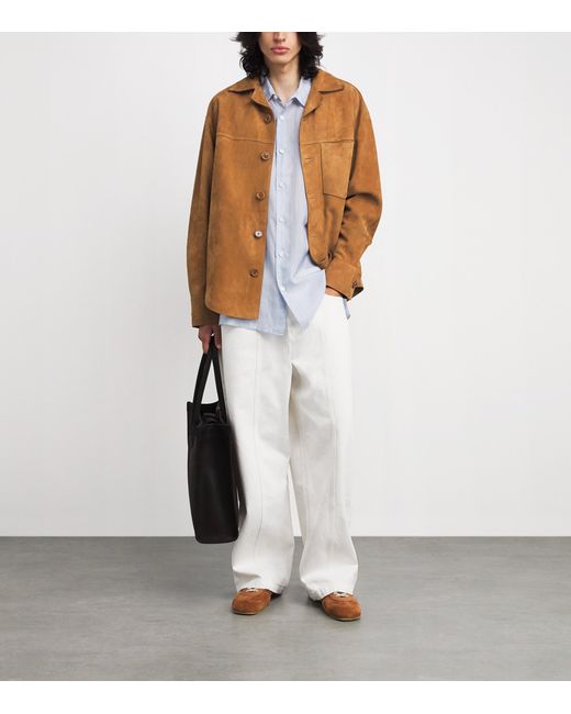 AMI Brown Suede Overshirt for men