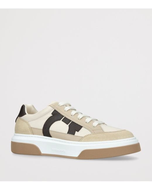 Ferragamo White Low-Top Gancini Sneakers for men
