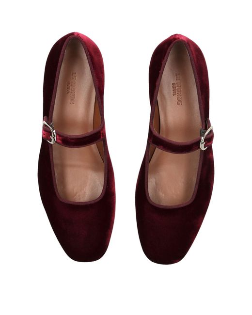 Le Monde Beryl Red Suede Mary Jane Ballet Flats