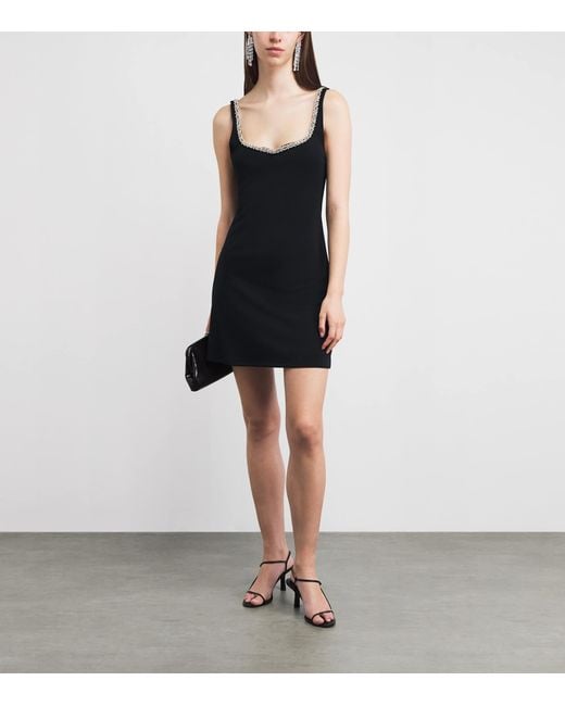 Alice + Olivia Black Crystal-Embellished Eve Mini Dress