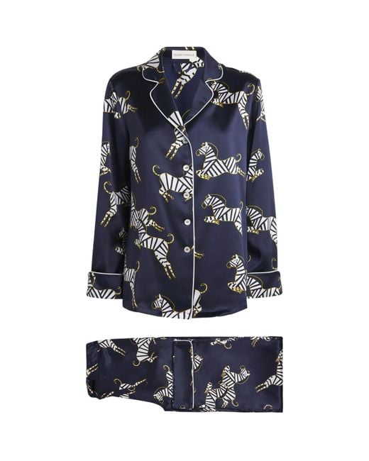 Olivia Von Halle Blue Silk Satin Zizi Lila Pyjama Set