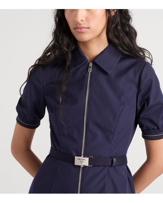 Prada Blue Poplin Shirt Midi Dress