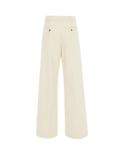 LaDoubleJ White Cotton Jacquard La Comasca Trousers