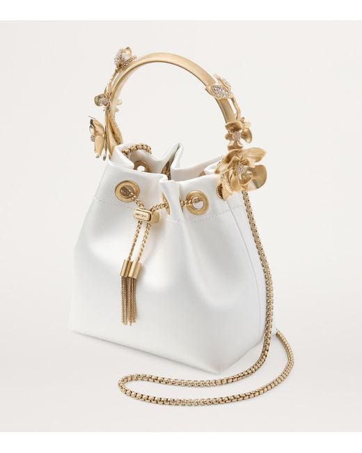 Jimmy Choo White Bon Bon Satin Top-Handle Bag