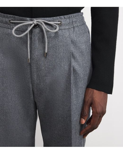 Corneliani Gray Wool Drawstring Trousers for men