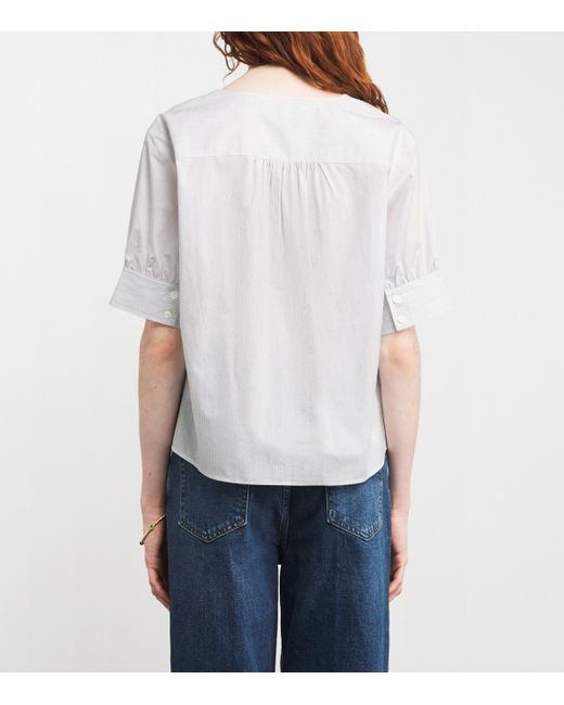 FRAME White Stripe The V-Neck Popover Shirt