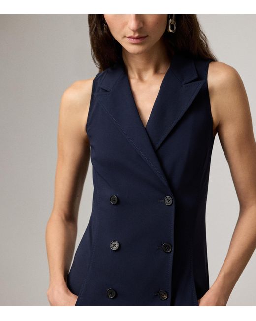 Ralph Lauren Blue Cotton-Blend Alecia Midi Dress
