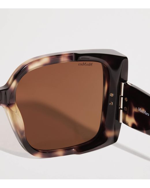 Max Mara Brown Acetate Tortoiseshell Oversized Square Sunglasses