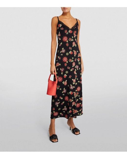 MAX&Co. Black Floral Print Slip Maxi Dress