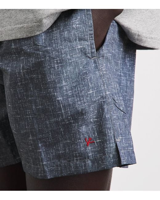 Isaia Blue Printed Swim Shorts for men
