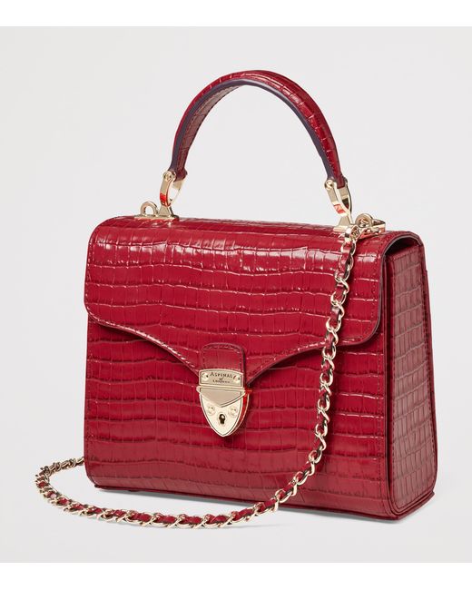 Aspinal Red Midi Leather Mayfair Top-Handle Bag