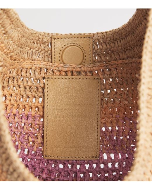 Chloé Pink Raffia Gradient Summer Banana Shoulder Bag