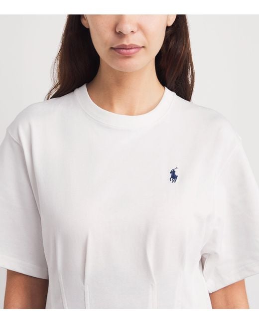 Polo Ralph Lauren White Cotton Shaped Mini T-Shirt Dress