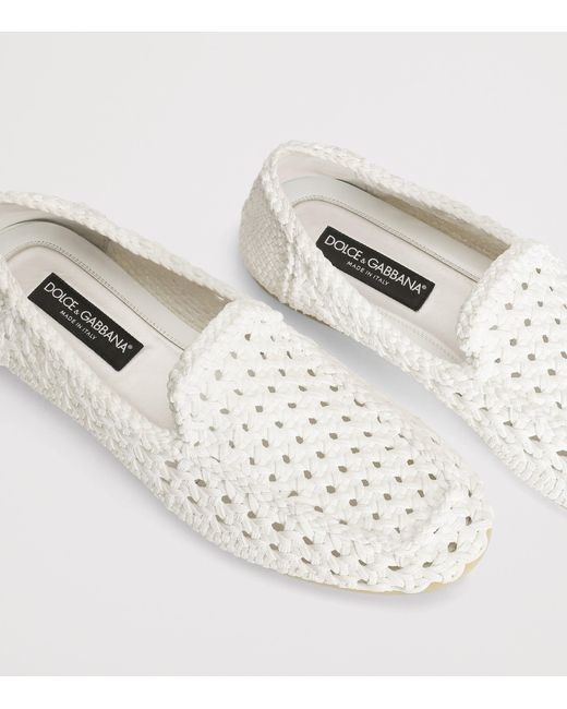Dolce & Gabbana White Woven Loafers