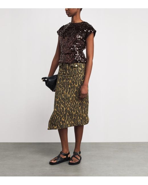 Ganni Black Sequin-Embellished Open-Back Top