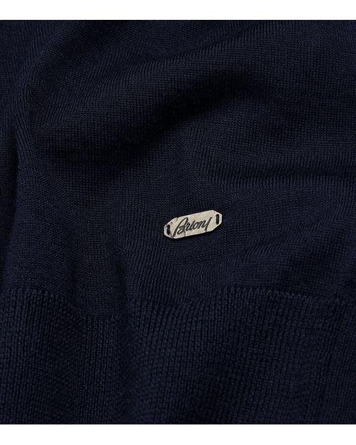 Brioni Blue Cashmere-Silk Rollneck Sweater for men