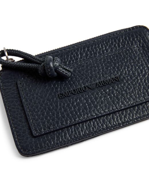 Emporio Armani Blue Leather Zip-Around Card Holder for men