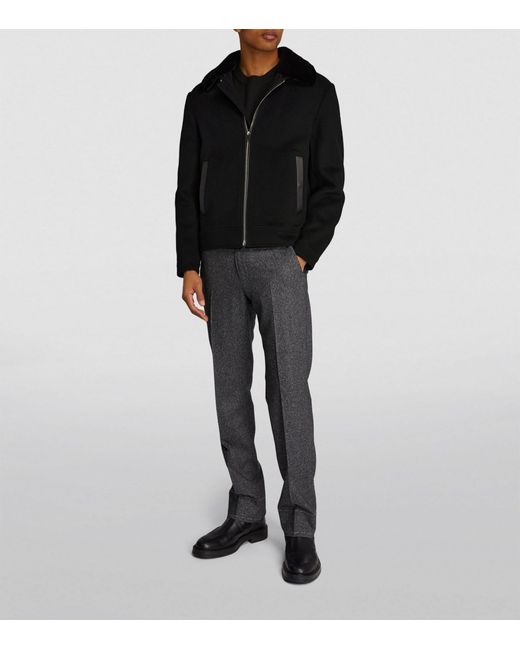 Yves Salomon Black Wool-cashmere Mink-trim Bomber Jacket for men