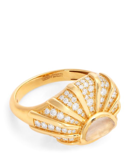 L'Atelier Nawbar Metallic Diamond And Citrine Sun Dawn Signet Ring