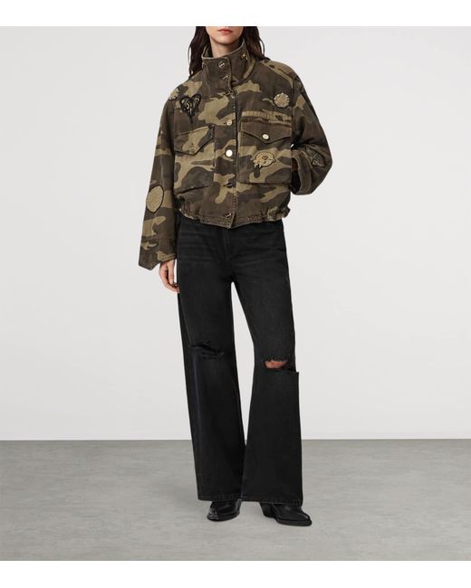AllSaints Green Organic Cotton Clay Patch Jacket