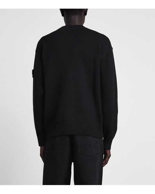 Stone Island Black Cotton-Cashmere Ghost Sweater for men