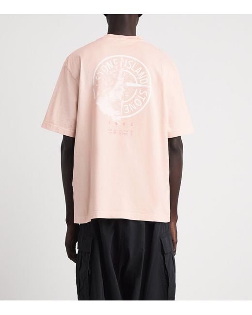 Stone Island Pink Organic Cotton Logo T-Shirt for men