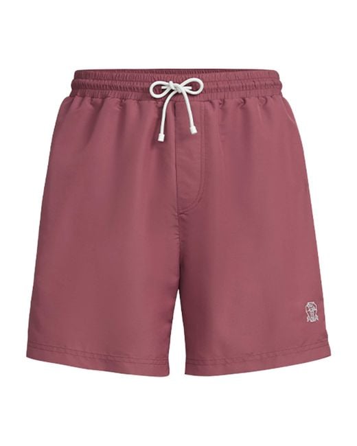 Brunello Cucinelli Embroidered Swim Shorts for men