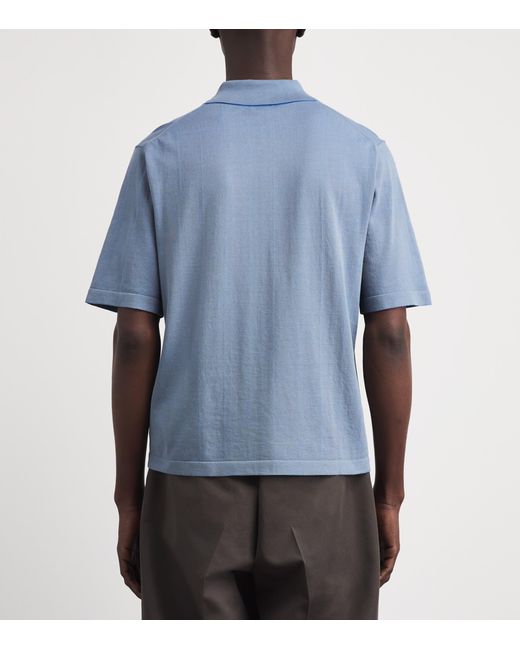 Paul Smith Blue Cotton Knitted Check Shirt for men
