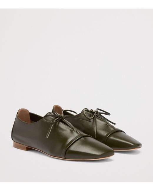 Malone Souliers Green Nappa Leather Lace-Up Jean Flats