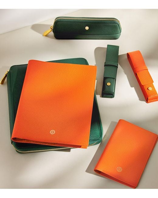 Harrods Orange Leather Passport Holder for men